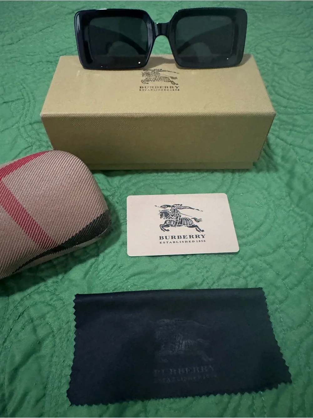 Burberry Black Square Oversized Sunglasses with Plaid Case